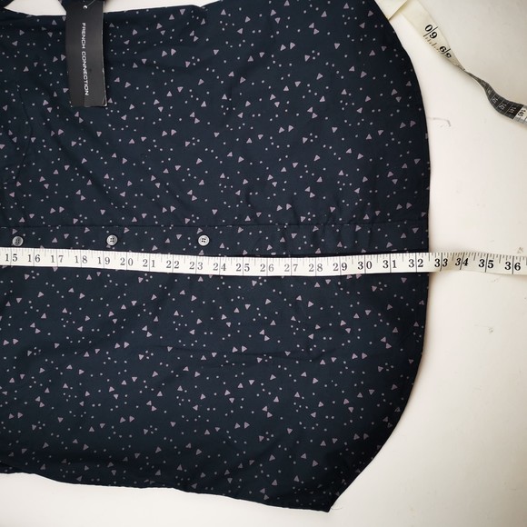 French Connection Collar Shirt Blue Triangle Print Men Size Large NEW Slim fit - Picture 5 of 10
